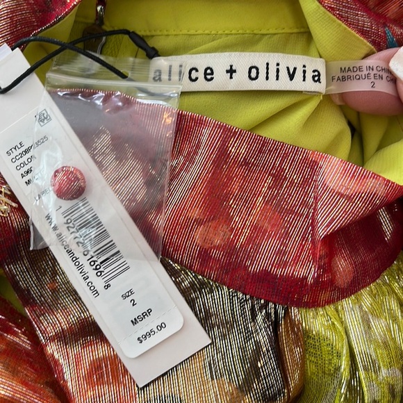 Alice + Olivia Mertie Mock Neck Pleated Maxi Dress 2 NWT - Picture 4 of 5